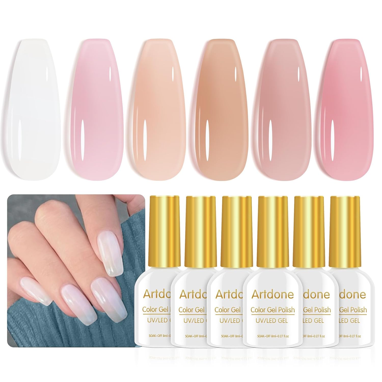 Artdone Sheer Gel Nail Polish Set Jelly UV Gel