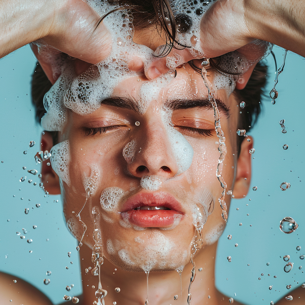 Man moisturizing his face in the morning for clear, hydrated skin - bellestial